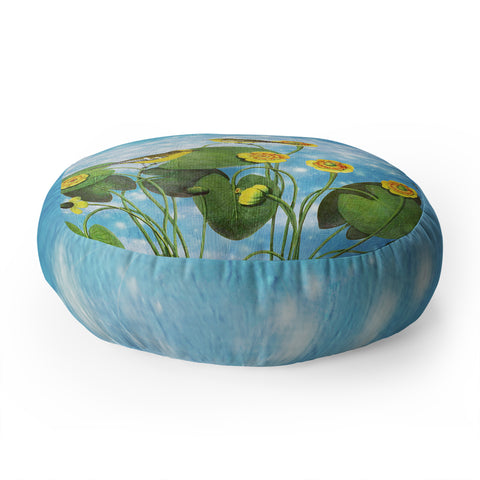 Belle13 Love Chirp on Water Lilies Floor Pillow Round