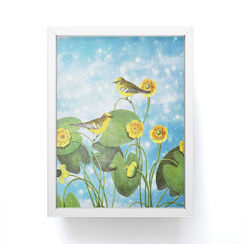 Belle13 Love Chirp on Water Lilies Framed Mini Art Print
