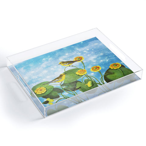 Belle13 Love Chirp on Water Lilies Acrylic Tray