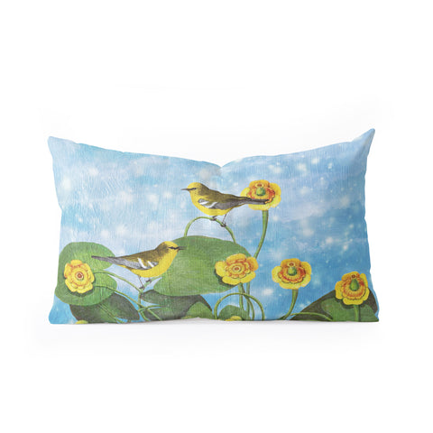 Belle13 Love Chirp on Water Lilies Oblong Throw Pillow
