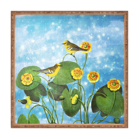 Belle13 Love Chirp on Water Lilies Square Tray
