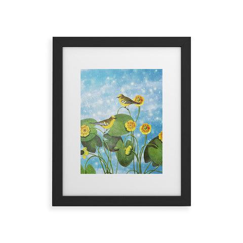 Belle13 Love Chirp on Water Lilies Framed Art Print