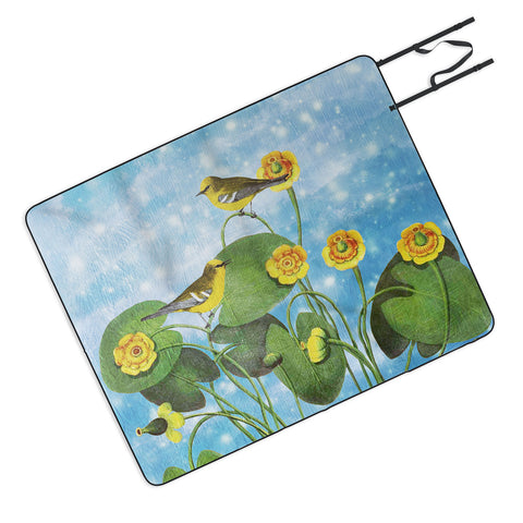 Belle13 Love Chirp on Water Lilies Picnic Blanket