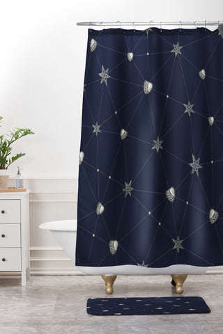 Belle13 Love Constellation Shower Curtain And Mat