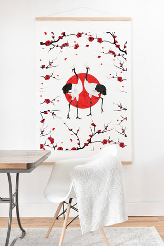 Belle13 Love Dance Of Japanese Cranes Art Print And Hanger