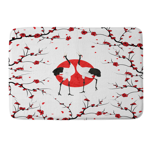 Belle13 Love Dance Of Japanese Cranes Memory Foam Bath Mat
