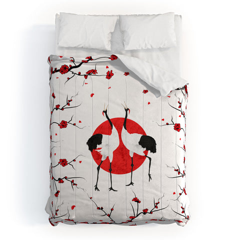 Belle13 Love Dance Of Japanese Cranes Comforter