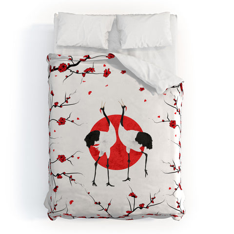 Belle13 Love Dance Of Japanese Cranes Duvet Cover