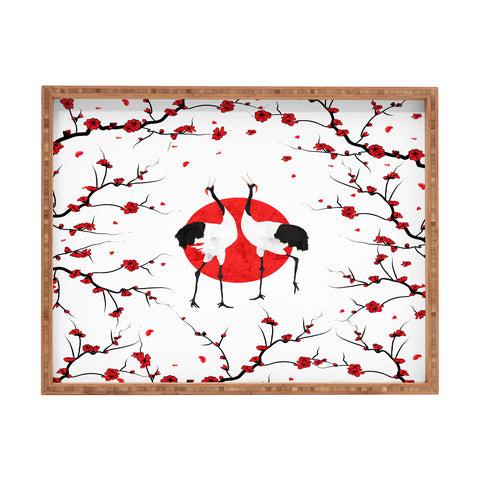 Belle13 Love Dance Of Japanese Cranes Rectangular Tray