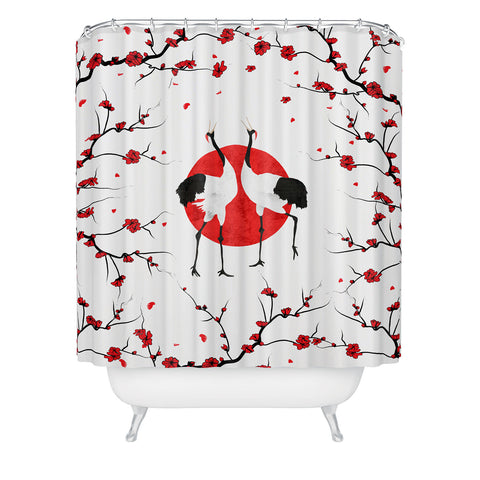 Belle13 Love Dance Of Japanese Cranes Shower Curtain