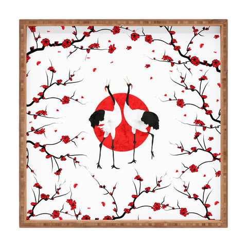 Belle13 Love Dance Of Japanese Cranes Square Tray
