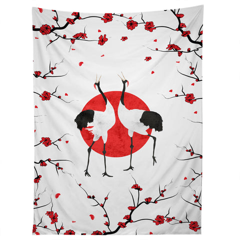 Belle13 Love Dance Of Japanese Cranes Tapestry