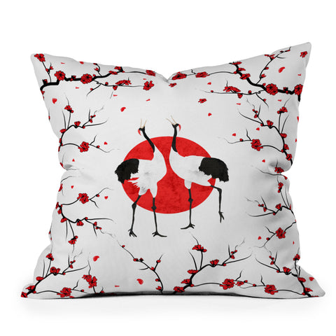 Belle13 Love Dance Of Japanese Cranes Throw Pillow