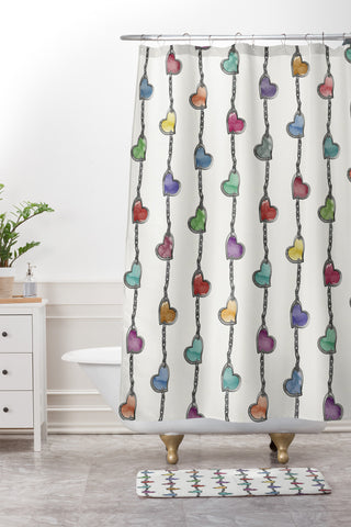 Belle13 Love Forever Shower Curtain And Mat