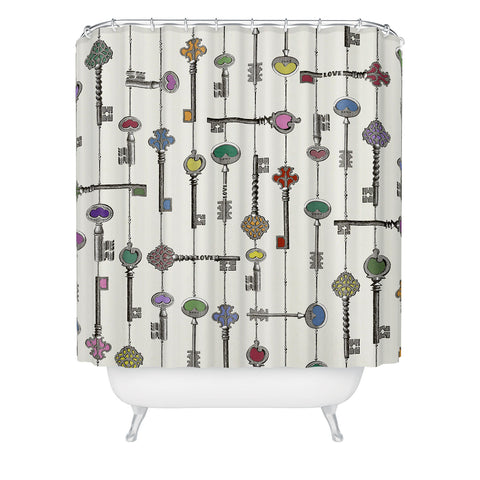 Belle13 Love Is The Key Shower Curtain