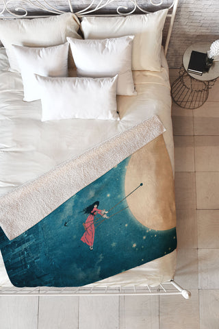 Belle13 Moon Swing Fleece Throw Blanket