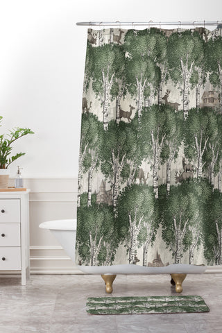 Belle13 My Deer Secret Forest Shower Curtain And Mat