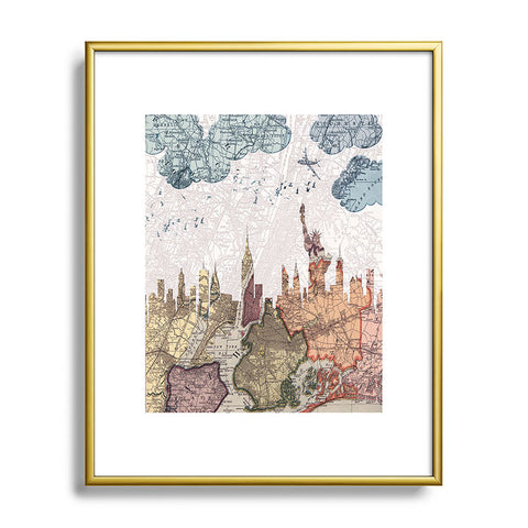 Belle13 New York Skyline Metal Framed Art Print