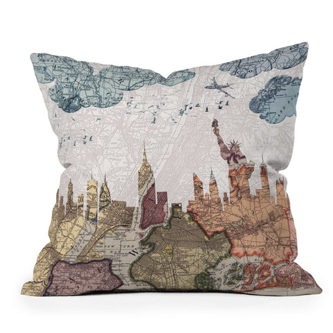 Belle13 New York Skyline Throw Pillow