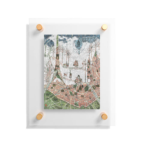 Belle13 Paris Map Under The Paris Sun Floating Acrylic Print