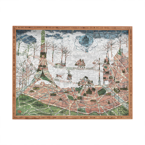 Belle13 Paris Map Under The Paris Sun Rectangular Tray