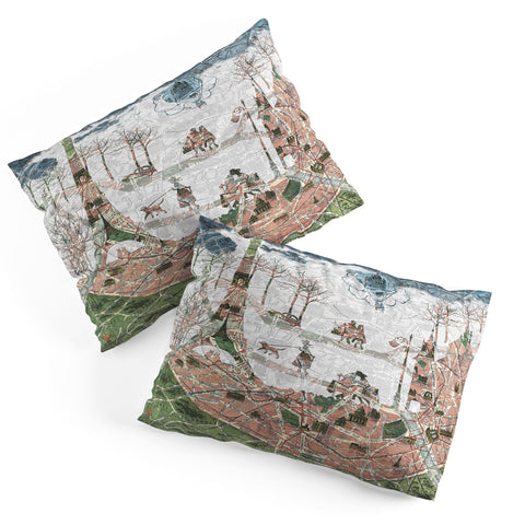 Belle13 Paris Map Under The Paris Sun Pillow Shams