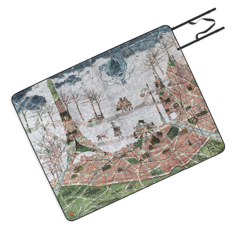 Belle13 Paris Map Under The Paris Sun Picnic Blanket