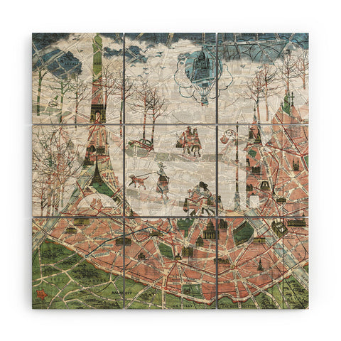 Belle13 Paris Map Under The Paris Sun Wood Wall Mural