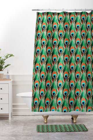 Belle13 Peacock Eye Pattern Shower Curtain And Mat