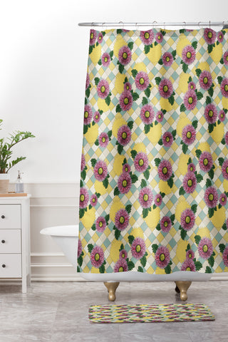 Belle13 Pink Daisies Shower Curtain And Mat