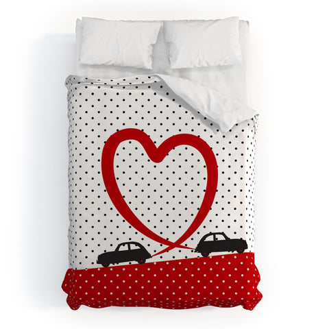 Belle13 Polka Dot Car Love Duvet Cover