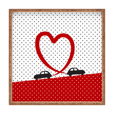 Belle13 Polka Dot Car Love Square Tray