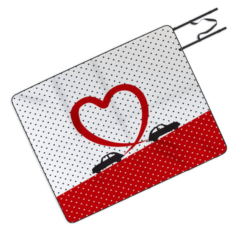 Belle13 Polka Dot Car Love Picnic Blanket