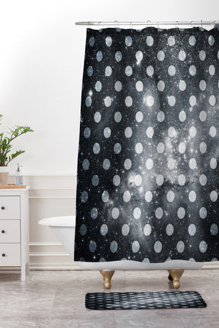 Belle13 Polka Dot Universe Shower Curtain And Mat