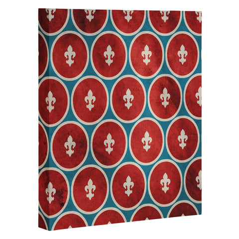 Belle13 Polka Dots Fleur De Lis Art Canvas