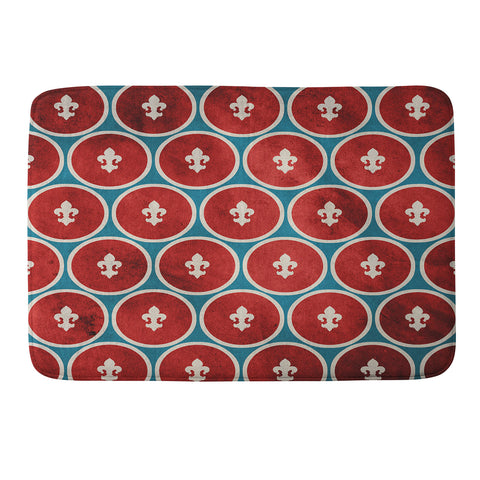 Belle13 Polka Dots Fleur De Lis Memory Foam Bath Mat
