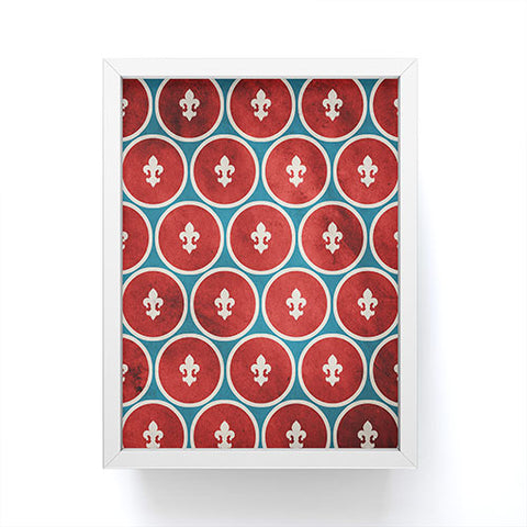 Belle13 Polka Dots Fleur De Lis Framed Mini Art Print