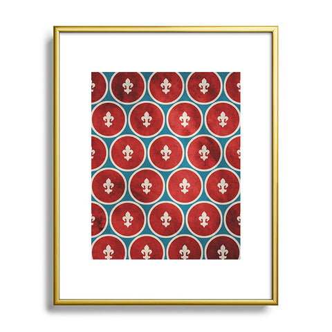 Belle13 Polka Dots Fleur De Lis Metal Framed Art Print