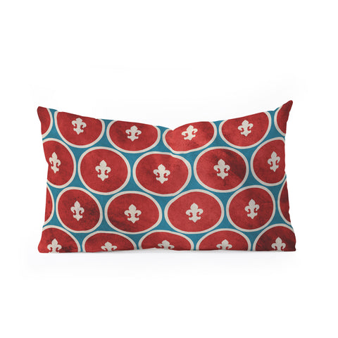 Belle13 Polka Dots Fleur De Lis Oblong Throw Pillow