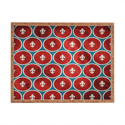 Belle13 Polka Dots Fleur De Lis Rectangular Tray