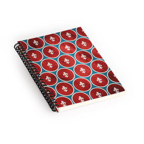 Belle13 Polka Dots Fleur De Lis Spiral Notebook