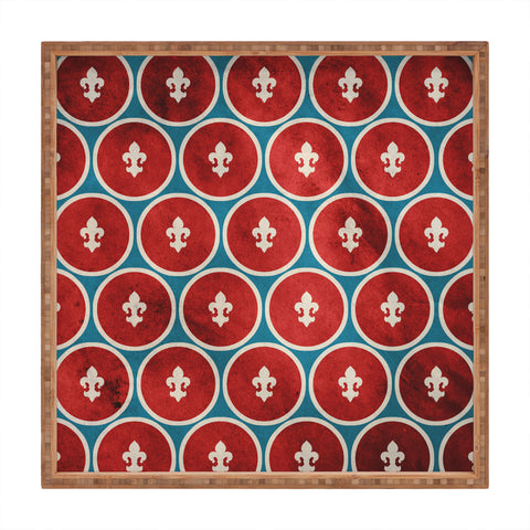 Belle13 Polka Dots Fleur De Lis Square Tray