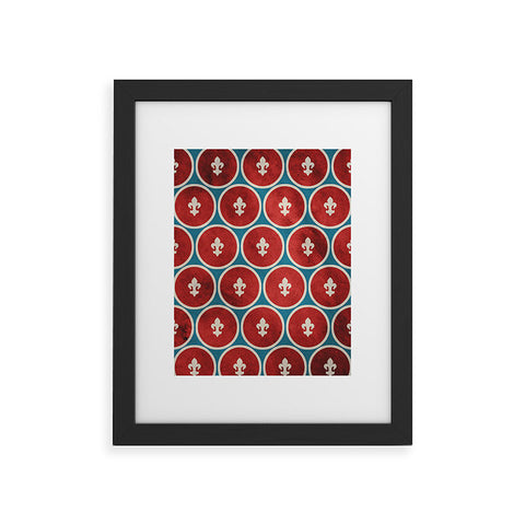 Belle13 Polka Dots Fleur De Lis Framed Art Print