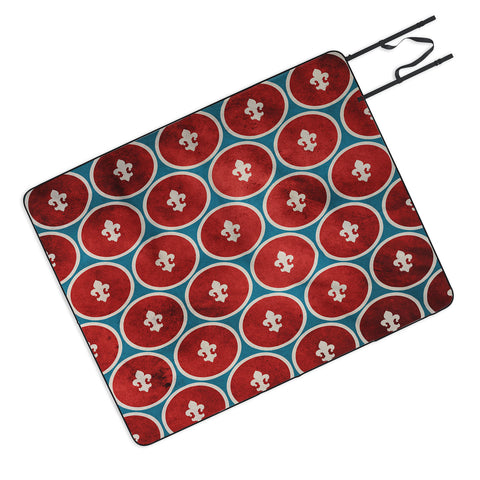 Belle13 Polka Dots Fleur De Lis Picnic Blanket