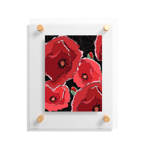 Belle13 Red Poppies On Black Floating Acrylic Print
