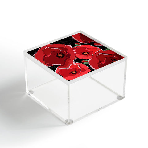 Belle13 Red Poppies On Black Acrylic Box