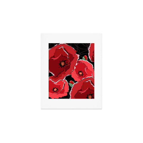 Belle13 Red Poppies On Black Art Print