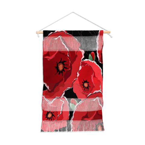 Belle13 Red Poppies On Black Wall Hanging Portrait