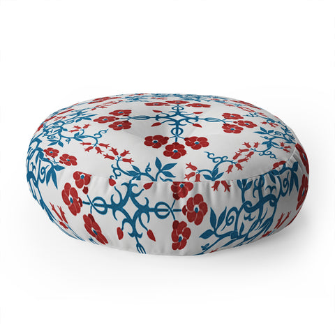Belle13 Retro Floral Pattern Floor Pillow Round