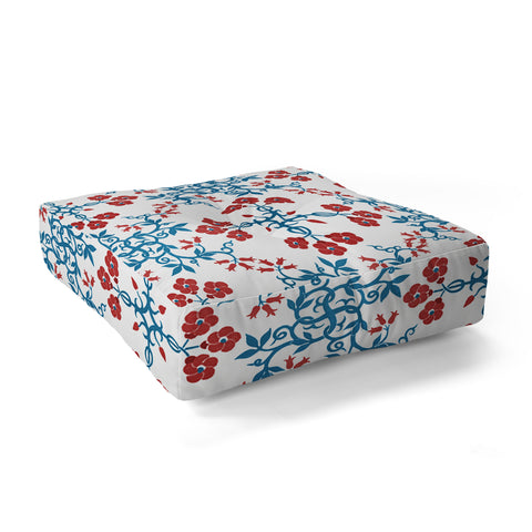 Belle13 Retro Floral Pattern Floor Pillow Square